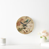 ボヘミアンのシックなパリスクリプト鳥フランスの植物学 ラウンド壁時計 (ホーム)