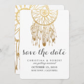 ボヘミアンのドリームキャッチャー 偽物のゴールド フォイル 保存する 日付 セーブザデート (正面/裏面)