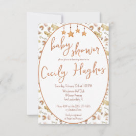 ボヘミアンのベイビーおもちゃ 天然木のエコ ベビーシャワー 招待状