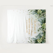 ボヘミアンのボーホーグリーン多肉植物のウェディングバックドロップ タペストリー (正面(横))