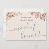 ボヘミアンのメイド・オブ・オナー・プロポーズカード　ボヘミアンフラワー 招待状 (正面)