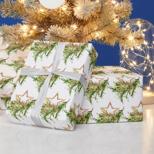 ボヘミアンの水彩画クリスマスコンポジション ホリデー ラッピングペーパー (クリスマス)