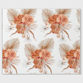 ボヘミアンの焼きオレンジ色の花のラスティックウェディング ラッピングペーパー (フラット)