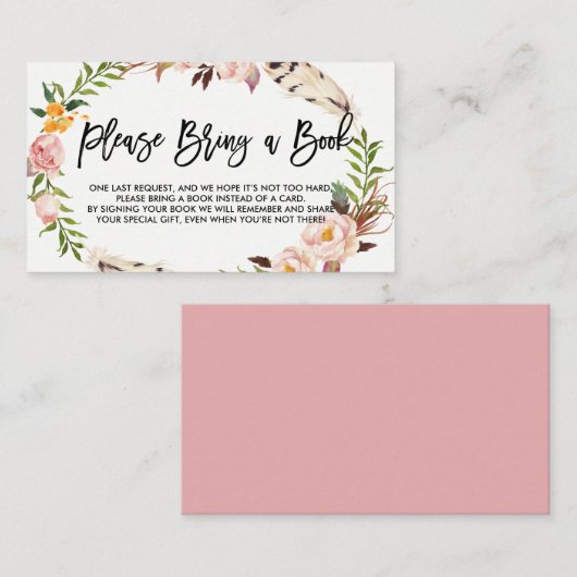 ボヘミアンの羽と花お願い本 エンクロージャーカード (正面/裏面)