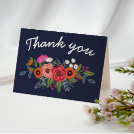 ボヘミアンの花束 - ネイビーブルー感謝 サンキューカード