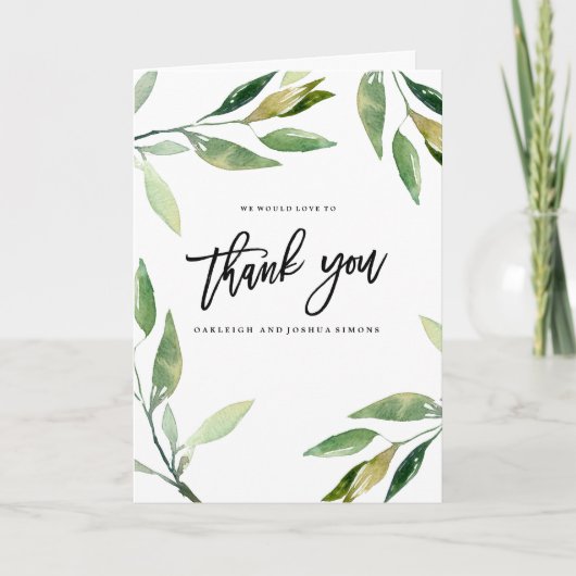 ボヘミアンの葉の感謝写真カード サンキューカード (正面)