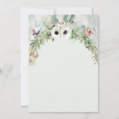 ボヘミアンの豊かな緑のアーチ ゴールドのガーデンウェディング 招待状 (裏面)