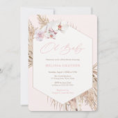 ボヘミアンの野生の子供 パンパス グラス ガール ベビー シャワー 招待状 (正面)