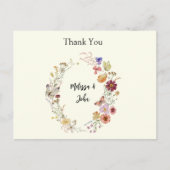 ボヘミアンの野生の花のウェディング サンクスカード ポストカード (正面)