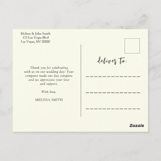 ボヘミアンの野生の花の花のウェディング ありがとう ポストカード (裏面)