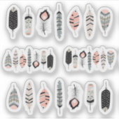 ボヘミアンの鳥の羽根を飾ったバラ色のプランナーシート シール (正面)