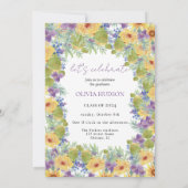 ボヘミアンはっきりしたワイルドフラワー写真シックな卒業 招待状 (裏面)