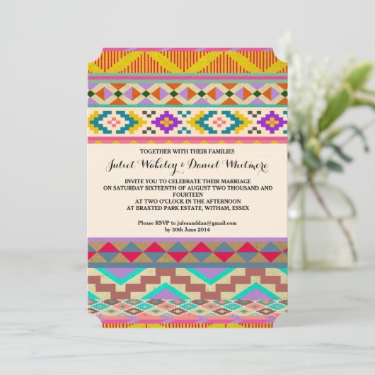 ボヘミアンアステカイカット結婚式招待状 招待状 (スタンド正面)