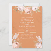 ボヘミアンアプリコットペオニー結婚式招待状 招待状 (正面)