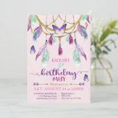 ボヘミアンアメリカンドリームキャッチャー誕生日 招待状 (スタンド正面)