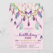 ボヘミアンアメリカンドリームキャッチャー誕生日 招待状 (正面/裏面)