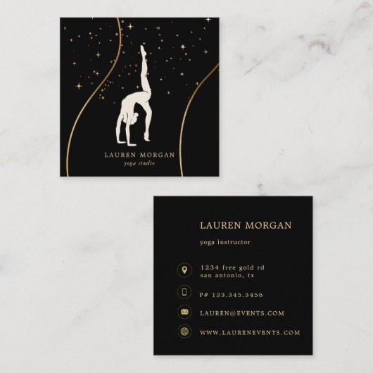 ボヘミアンアーストーン金ゴールドヨガスタジオ スクエア名刺 (正面/裏面)