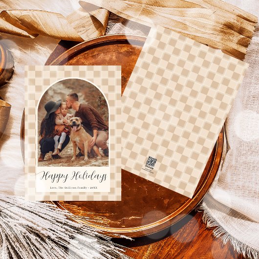 ボヘミアンアーチスクリプトクリスマスホリデーフォトカード シーズンカード