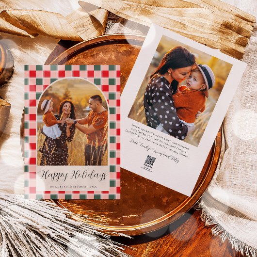 ボヘミアンアーチスクリプトクリスマスホリデーフォトカード シーズンカード