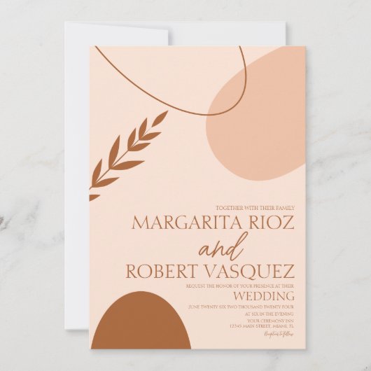 ボヘミアンアーチ形状タンテラコッタ結婚ズ 招待状 (正面)