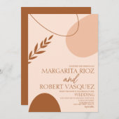 ボヘミアンアーチ形状タンテラコッタ結婚ズ 招待状 (正面/裏面)