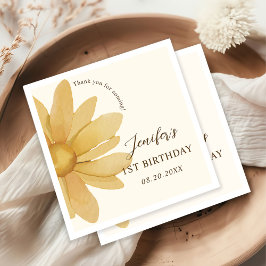 ボヘミアンイエローデイジーファースト誕生日 スタンダードカクテルナプキン