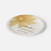 ボヘミアンイエローデイジーフローラ誕生日パーティー ペーパープレート (アングル)