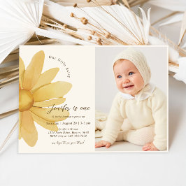 ボヘミアンイエローデイジーフローラ1stバースデーフォト 招待状