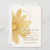 ボヘミアンイエローデイジーフローラ1st誕生日パーティー 招待状 (正面)