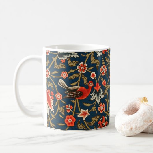ボヘミアンインドペルシャ花柄ビンテージレッド コーヒーマグカップ (ドーナツ)