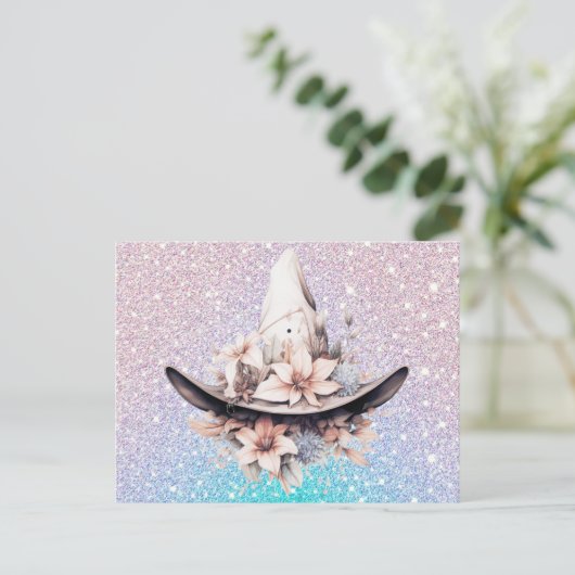 ボヘミアンウィッチハットフラワーズグリッターハロウィーン シーズンポストカード (スタンド正面)