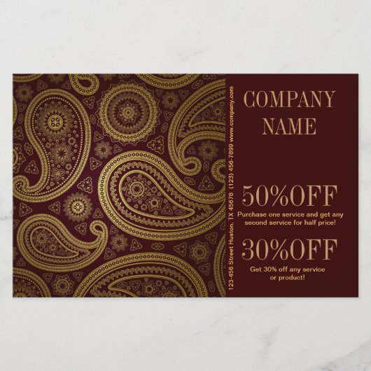 ボヘミアンウエスタンカントリー金ゴールドブルゴーニュペイズリー チラシ (正面)