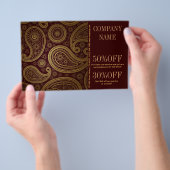 ボヘミアンウエスタンカントリー金ゴールドブルゴーニュペイズリー チラシ (ハンドル)