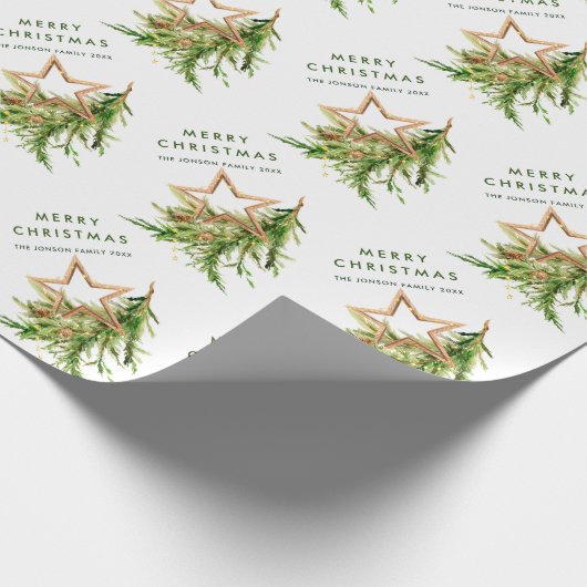 ボヘミアンウォーターの色クリスマスの構成の休日 ラッピングペーパー (角)