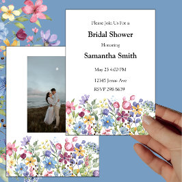 ボヘミアンウォーターカラーガーデンフラワーズブライダルシャワー 招待状