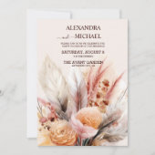 ボヘミアンウォーターカラーパンパスグラス結婚ズ 招待状 (正面)