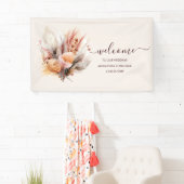 ボヘミアンウォーターカラーパンパスグラス結婚ズ 横断幕 (インサイチュ)