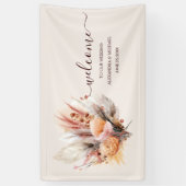 ボヘミアンウォーターカラーパンパスグラス結婚ズ 横断幕 (縦)