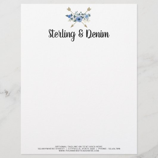 ボヘミアンウォーターカラーフローラルアローズブティック レターヘッド (正面)