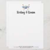 ボヘミアンウォーターカラーフローラルアローズブティック レターヘッド (正面/裏面)