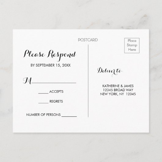 ボヘミアンウォーターカラーフローラ秋ウェディングRSVP インビテーションポストカード (裏面)