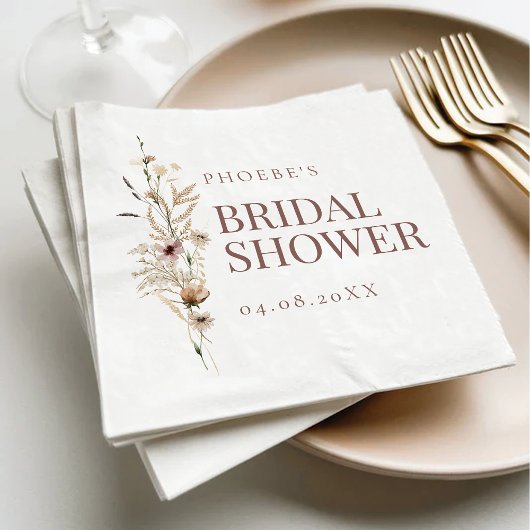 ボヘミアンウォーターカラーワイルドフラワーブライダルシャワー スタンダードランチョンナプキン