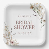 ボヘミアンウォーターカラーワイルドフラワーブライダルシャワー ペーパープレート (正面)