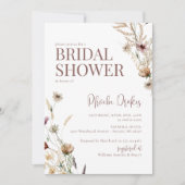 ボヘミアンウォーターカラーワイルドフラワーブライダルシャワー 招待状 (正面)
