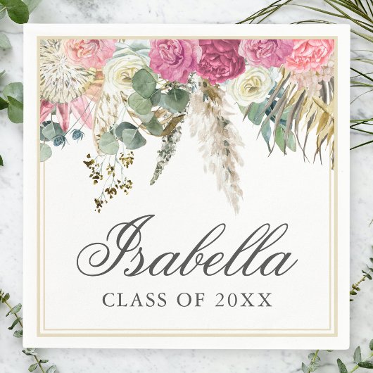 ボヘミアンウォーターフローラグラード名卒業Na スタンダードカクテルナプキン