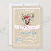 ボヘミアンウォーターフローラディアガールベビーシャワー 招待状 (正面)