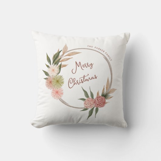ボヘミアンウォーター色のクリスマス クッション (正面)