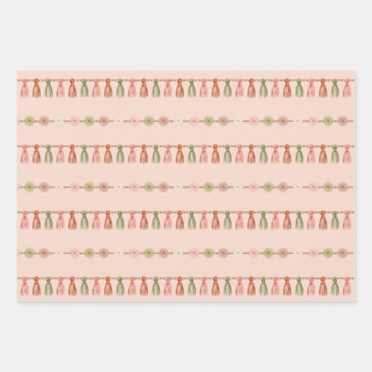 ボヘミアンウォーター色のクリスマス ラッピングペーパーシート (正面)