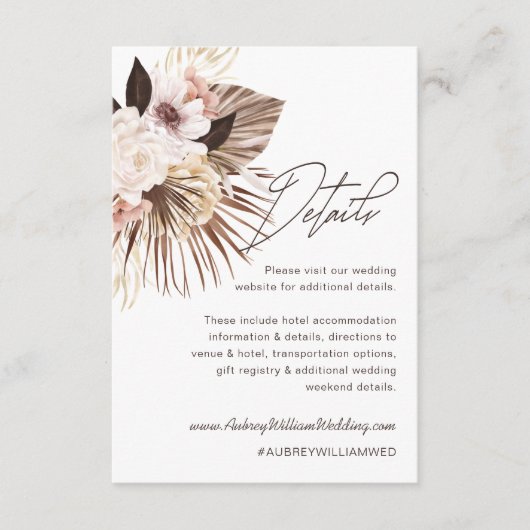 ボヘミアンウォーター花模様結婚ズゲスト詳細 エンクロージャーカード (正面)