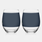 ボヘミアンウッドピラミッドホワイト花模様ズ結婚ブルー ステムなしワイングラス (左)